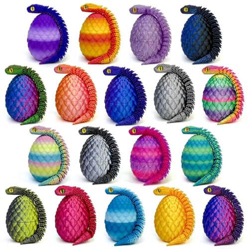 Binvin 18PCS 3D Printed Snake Toy Easter Basket Stuffers Mini Mystery Crystal Egg Fidget Toy 3D Printed Animals Unique Easter Basket Essentials for KidsParty Favors for Kids 812 18PCSB - Image 1