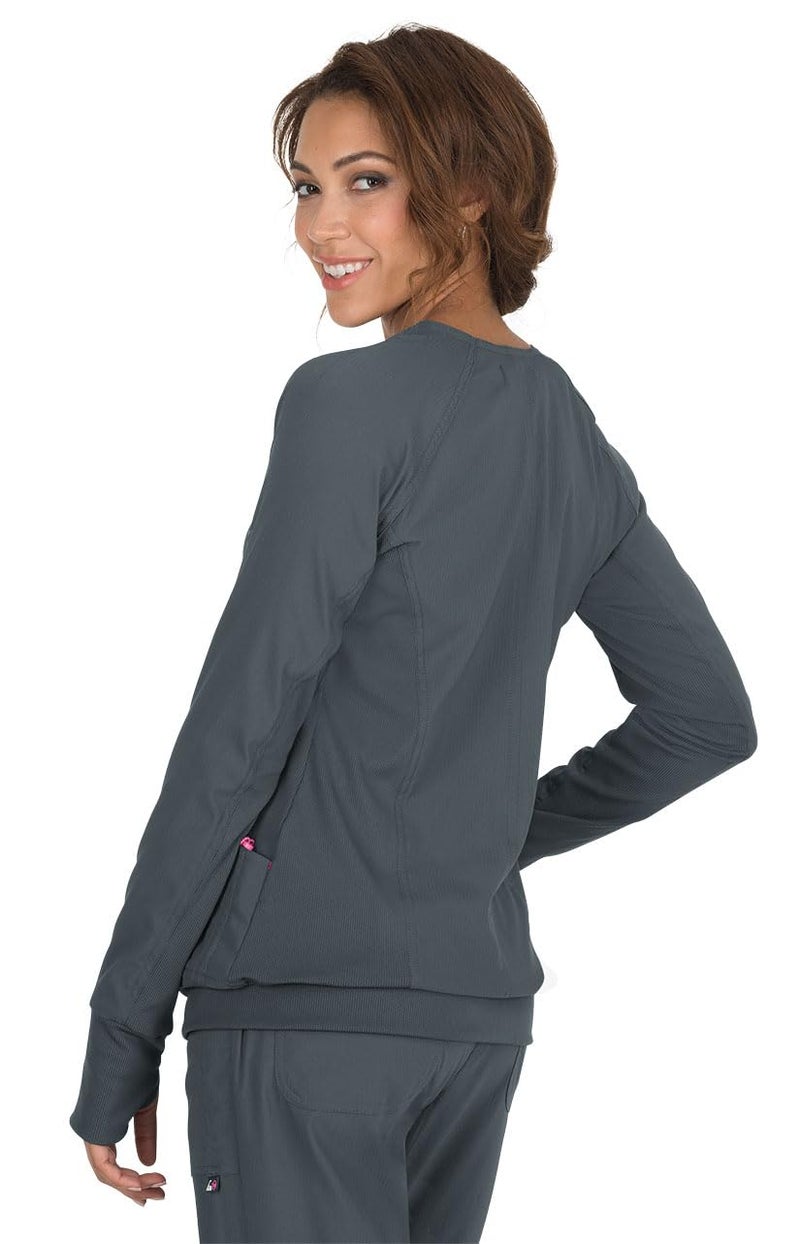KOI Lite Women's Clarity Zip Front Solid Scrub Jacket (Charcoal, Medium) - Image 3