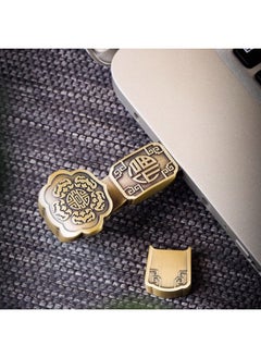 ماركة غير محددة قرص U إبداعي على الطراز الصيني مطبوع عليه شعار هدية صندوق هدية قرص فلاش USB كمبيوتر محمول 64 قرص Ruyi الثقافي الإبداعي القديم على شكل حرف U - اللون: قرص U باللون الذهبي الوردي + قرص Ruyi U + صندوق م  - Image 5