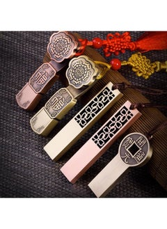 ماركة غير محددة قرص U إبداعي على الطراز الصيني مطبوع عليه شعار هدية صندوق هدية قرص فلاش USB كمبيوتر محمول 64 قرص Ruyi الثقافي الإبداعي القديم على شكل حرف U - اللون: قرص U باللون الذهبي الوردي + قرص Ruyi U + صندوق م  - Image 2