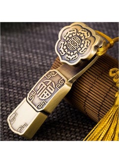 ماركة غير محددة قرص U إبداعي على الطراز الصيني مطبوع عليه شعار هدية صندوق هدية قرص فلاش USB كمبيوتر محمول 64 قرص Ruyi الثقافي الإبداعي القديم على شكل حرف U - اللون: قرص U باللون الذهبي الوردي + قرص Ruyi U + صندوق م  - Image 3
