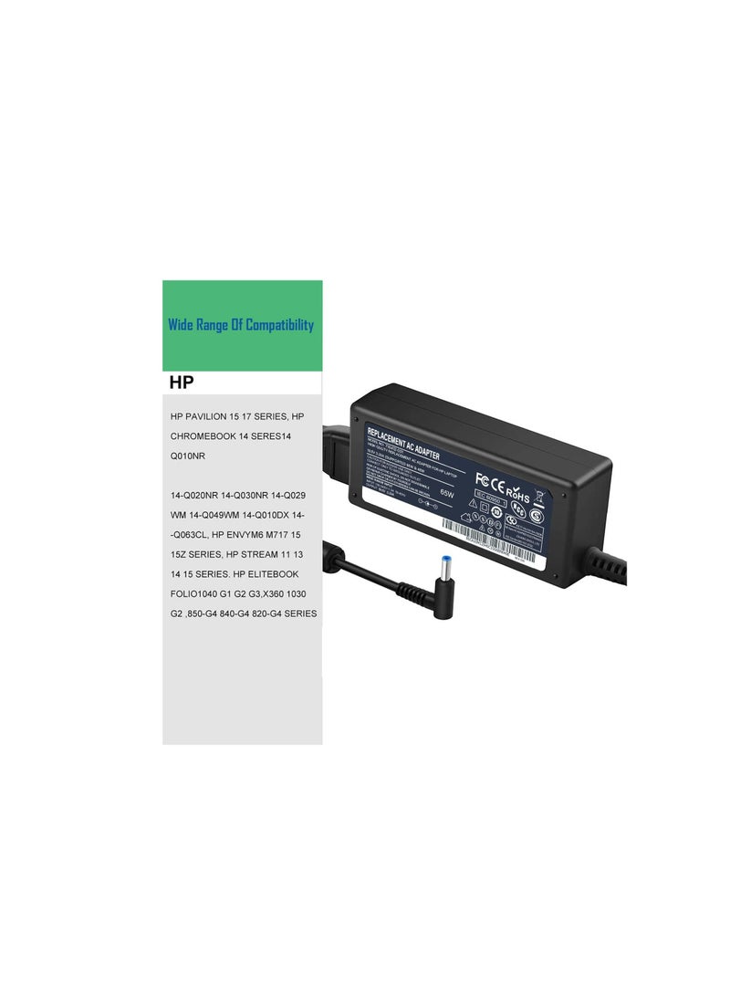 Terabyte 65W 19.5V 3.33A AC HP Laptop Charger, 710412-001, 709985-002, PA-1650-30HE Compatible with HP 250 255 G2 G3 G4 G5 Series, HP Pavilion 15 Series Notebook, HP Elite Book, Chromebook 14, - Image 2
