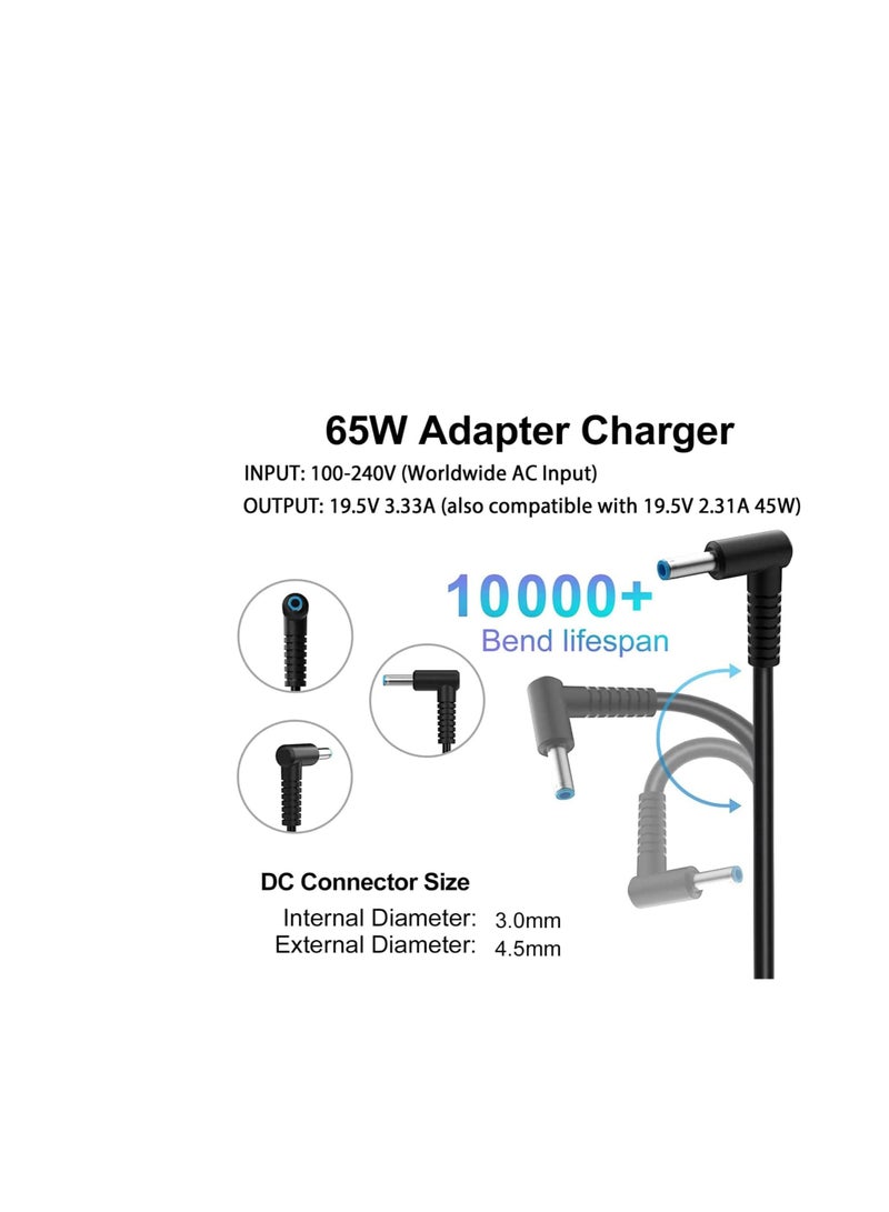 Terabyte 65W 19.5V 3.33A AC HP Laptop Charger, 710412-001, 709985-002, PA-1650-30HE Compatible with HP 250 255 G2 G3 G4 G5 Series, HP Pavilion 15 Series Notebook, HP Elite Book, Chromebook 14, - Image 3