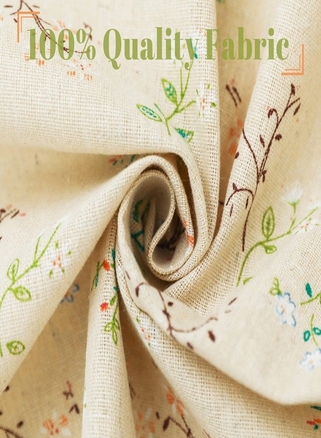 Moslovstar Farmhouse Cotton Linen Tier Curtain 24 Inch Long Elegant Floral Lace Window Treatment Kitchen Bathroom Short Curtain, 1 Panel, Little Grass and Flower on Beige - Image 2