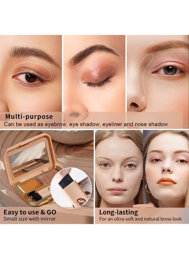 Waterproof Brown Eyebrow Powder Kit with Brow Brush 2 in1 Long Lasting Instant Eyebrow Pomade & Powder Natural Makeup for Sparse Brows 3.2 g/0.11 oz (Ginger）