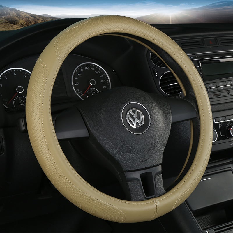 Car steering wheel cover with white rubber inner ring, anti-slip and wear-resistant - Image 4