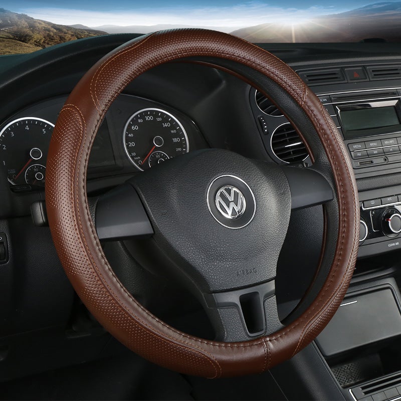 Car steering wheel cover with white rubber inner ring, anti-slip and wear-resistant - Image 2