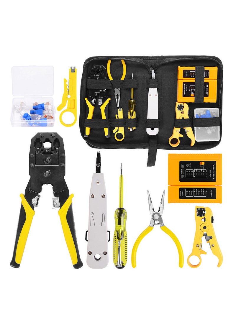 Handskit RJ45 RJ11 RJ12 Network Repairing Plier Tool Kit with Cable Tester Spring Clamp Crimping Tool Crimping Pliers - Image 1