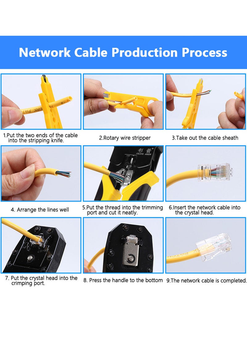 Handskit RJ45 RJ11 RJ12 Network Repairing Plier Tool Kit with Cable Tester Spring Clamp Crimping Tool Crimping Pliers - Image 5