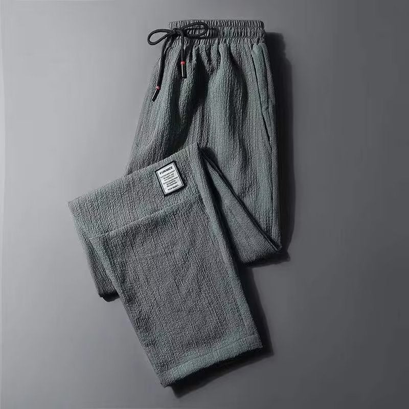 Summer Ice Silk Ultra-Thin Pleated Linen Pants Men'S Loose Wear-Resistant Work Clothes Summer Long Pants Men'S - Image 2