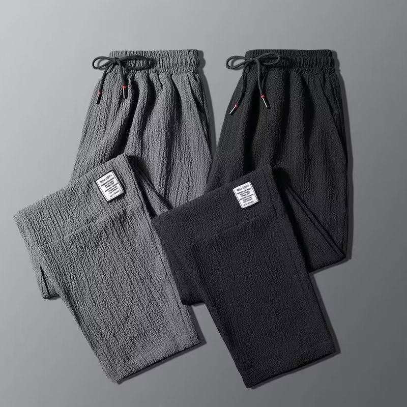 Summer Ice Silk Ultra-Thin Pleated Linen Pants Men'S Loose Wear-Resistant Work Clothes Summer Long Pants Men'S - Image 1