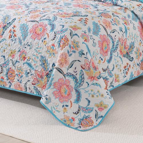 BEDIFANY Garden Cotton Filling Queen Size Quilt Set - Lightweight Bedspreads Queen Size (90 x 98 inch) with Colorful Floral Pattern - Farmhouse Queen Quilt Bedding Sets for Bed Coverlet, 3 Pieces - Image 4