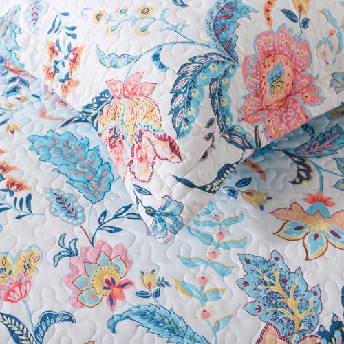 BEDIFANY Garden Cotton Filling Queen Size Quilt Set - Lightweight Bedspreads Queen Size (90 x 98 inch) with Colorful Floral Pattern - Farmhouse Queen Quilt Bedding Sets for Bed Coverlet, 3 Pieces - Image 5