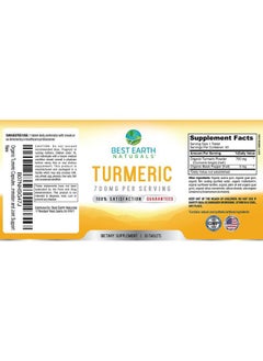 Best Earth Naturals Organic Turmeric 700 mg with Black Pepper for Max Absorpotion- Herbal Supplements - 30 Day Supply  - Image 3