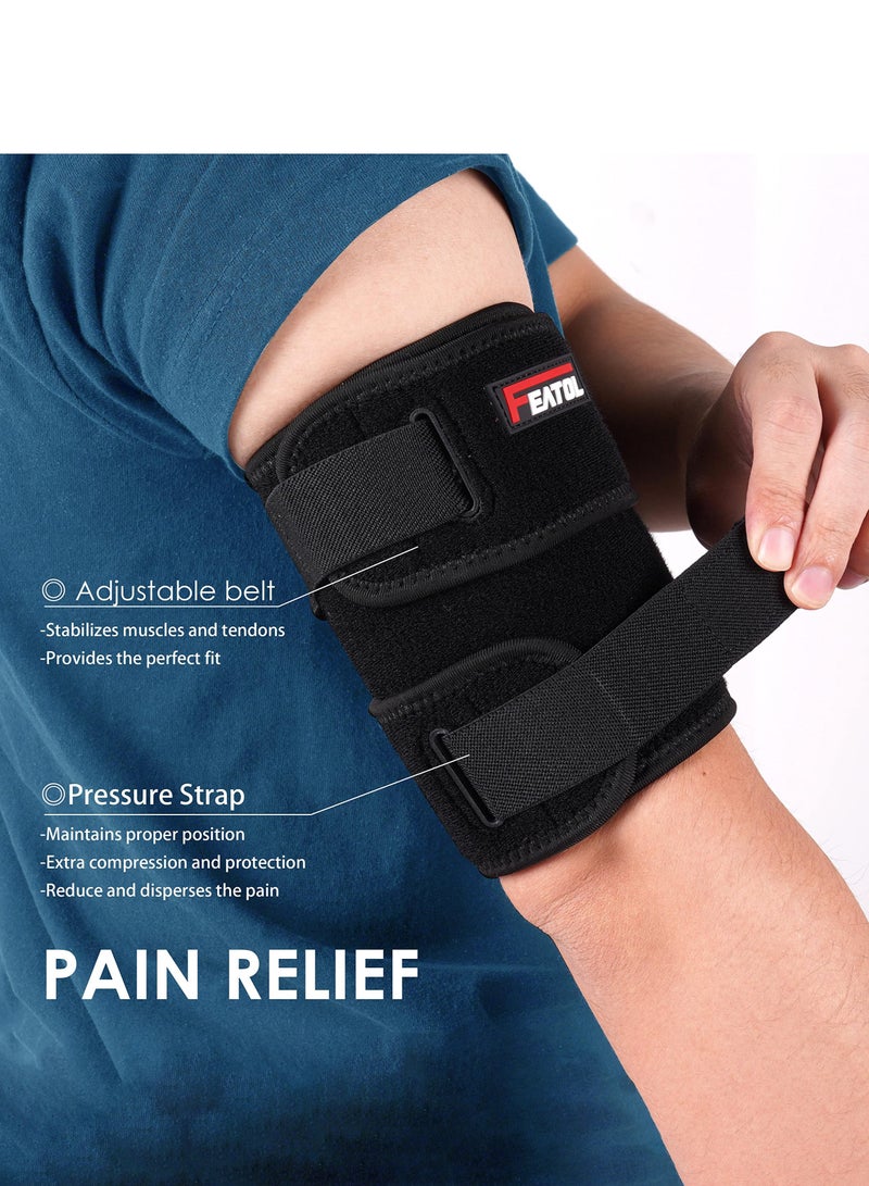FEATOL Bicep Tendonitis Brace Compression Sleeve Support, Upper Arm Brace Bicep Support Bands for Pain Relief, Muscle Strains and Inflammation, Tricep/Bicep Wrap for Men and Women - Image 2