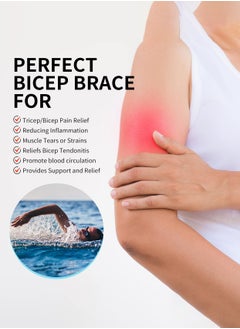 FEATOL Bicep Tendonitis Brace Compression Sleeve Support, Upper Arm Brace Bicep Support Bands for Pain Relief, Muscle Strains and Inflammation, Tricep/Bicep Wrap for Men and Women  - Image 3