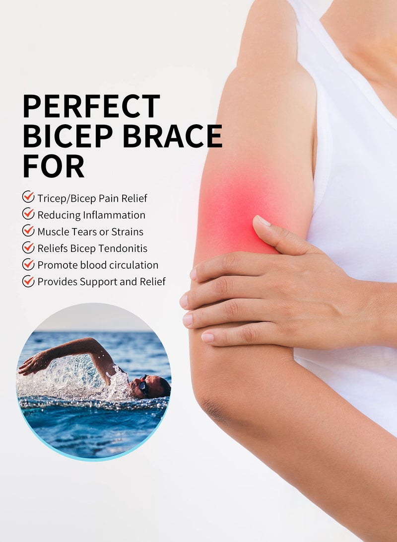 FEATOL Bicep Tendonitis Brace Compression Sleeve Support, Upper Arm Brace Bicep Support Bands for Pain Relief, Muscle Strains and Inflammation, Tricep/Bicep Wrap for Men and Women - Image 3