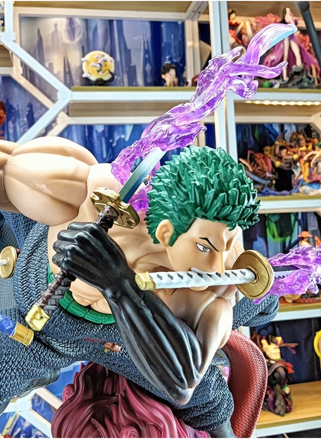 Generic - One Piece Tang Purgatory Three Swords Asura Zoro luminous Action Figure Decorative Resin Sculpture Home Decor Statue, Art Figurine Home Ornament Decoration for Office, Living Room, Bedroom, Book Shelf, TV Cabinet, Desktop - Image 1