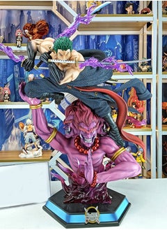 One Piece Tang Purgatory Three Swords Asura Zoro luminous Action Figure Decorative Resin Sculpture Home Decor Statue, Art Figurine Home Ornament Decoration for Office, Living Room, Bedroom, Book Shelf, TV Cabinet, Desktop