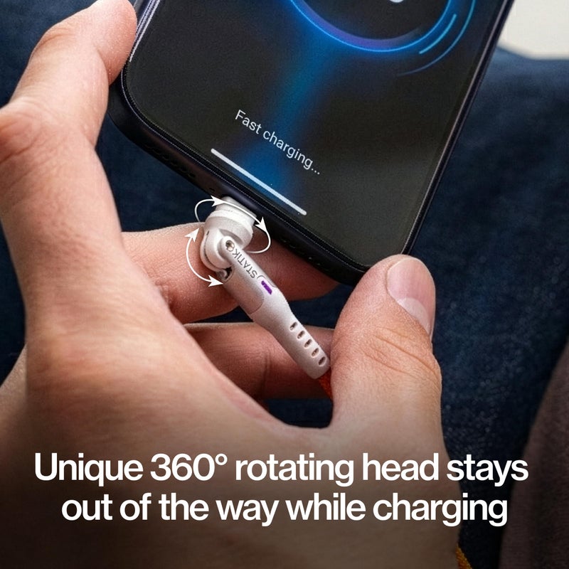 Statik 360 Pro Magnetic Charging Cable - Type C Charger Fast Charging 3 in 1 USB C to USB C Cable, Micro USB & iProduct Tips, USB A Adapter, Fits All Devices - 100W Fast Charger, Black 6FT/2M - Image 3