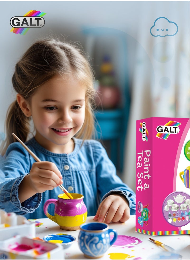Galt Toys - Paint Your Own Tea Set | Miniature Ceramic Craft Kit | Creative DIY Activity | Includes 11 Pieces | 12 Ceramic Paints | For Kids Ages 5+ | Dimensions: 30 x 20 x 8 CM - Image 1