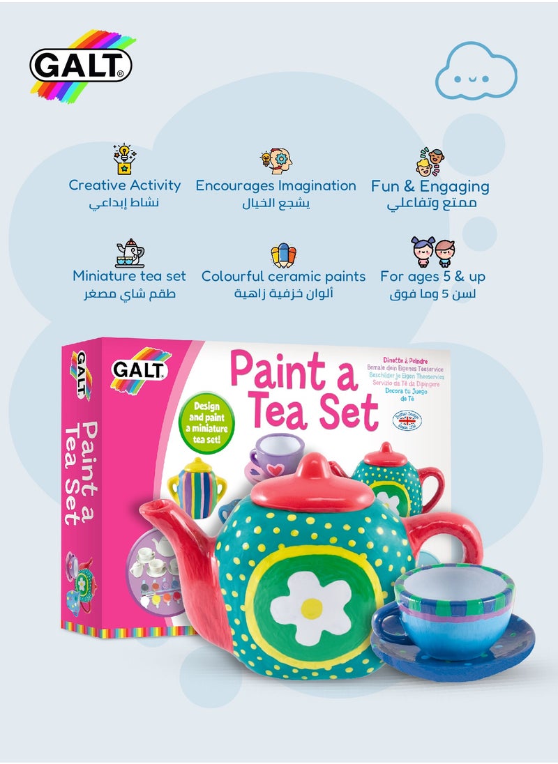 Galt Toys - Paint Your Own Tea Set | Miniature Ceramic Craft Kit | Creative DIY Activity | Includes 11 Pieces | 12 Ceramic Paints | For Kids Ages 5+ | Dimensions: 30 x 20 x 8 CM - Image 1