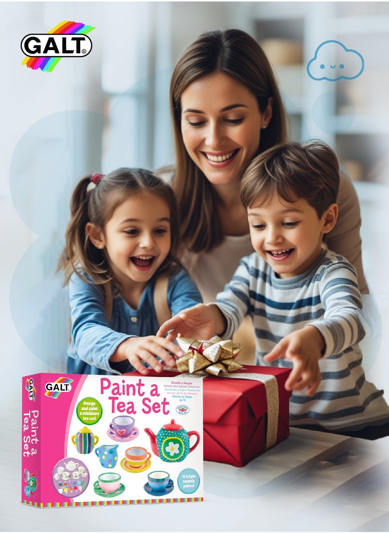 Galt Toys - Paint Your Own Tea Set | Miniature Ceramic Craft Kit | Creative DIY Activity | Includes 11 Pieces | 12 Ceramic Paints | For Kids Ages 5+ | Dimensions: 30 x 20 x 8 CM - Image 1