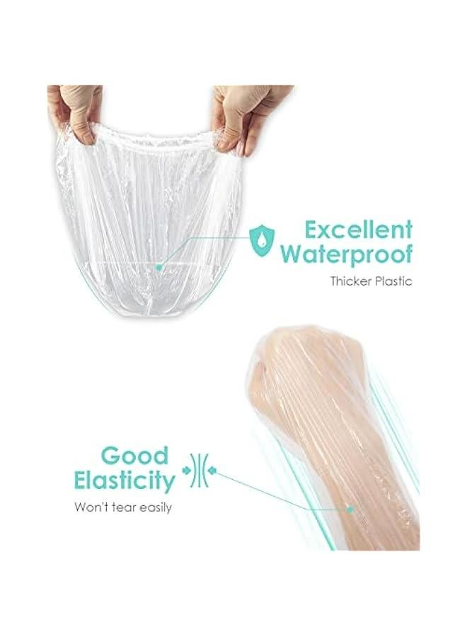 اوبان 50 قطعة من قبعات الاستحمام للاستعمال مرة واحدة، قبعات حمام كبيرة سميكة شفافة مقاومة للماء بلاستيكية مرنة للشعر للنساء، اكسسوارات اساسية للسفر والفنادق والعناية بالشعر (19.3 انش) - Image 3