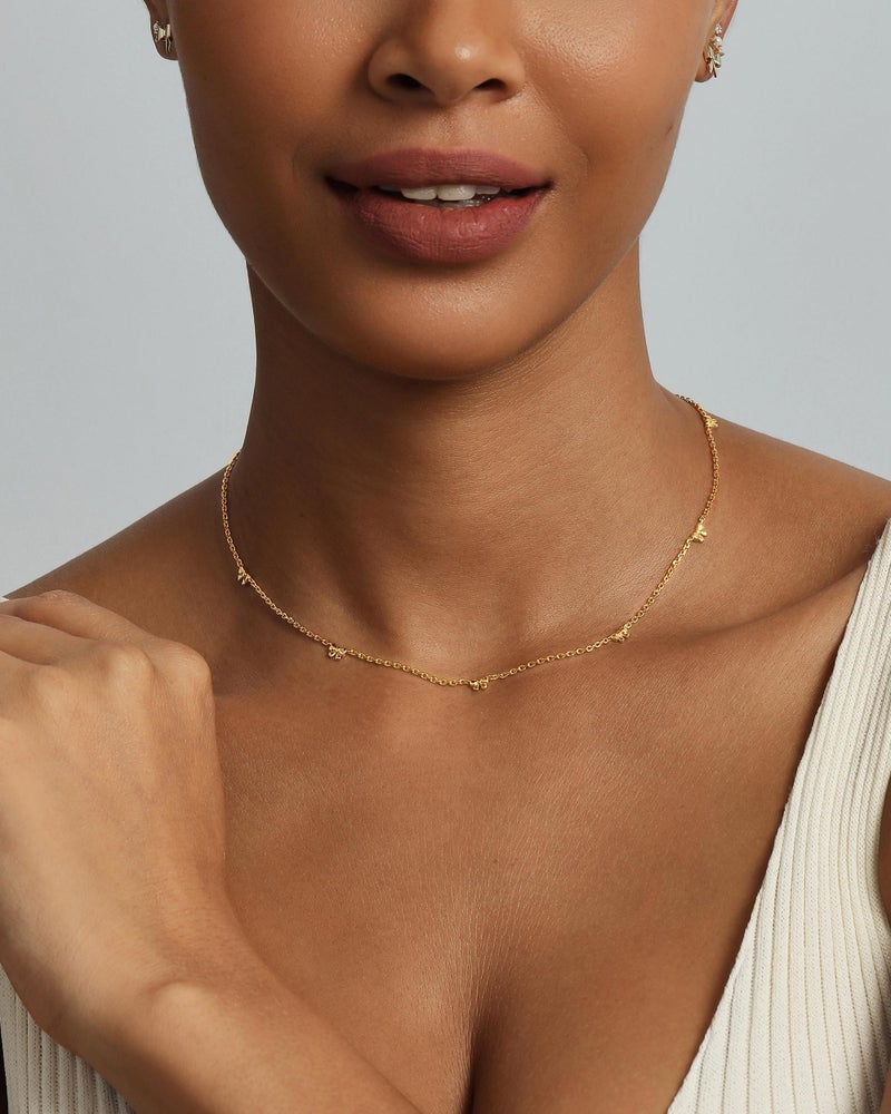 PAVOI Rhodium Plated Bow Necklace for Women - Cute Motif Station Chain Necklaces - Trendy Coquette Bow Jewelry - Image 3