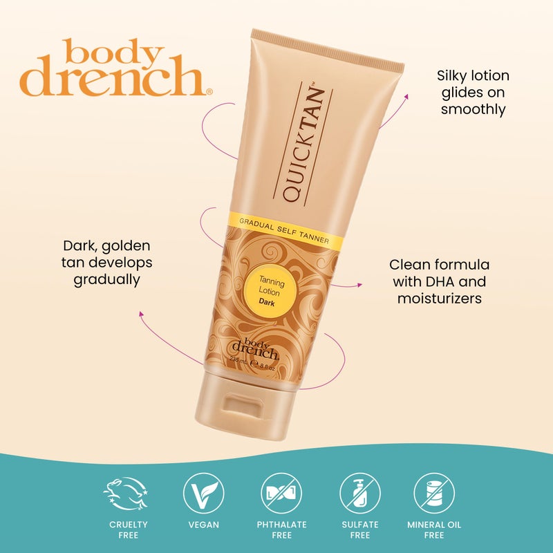 Body Drench Quick Tan Self Tanner Body Lotion â€“ Sunless Tanning Lotion for Women, Natural-Looking Self Tan, Dark, 8 fl oz - Image 4