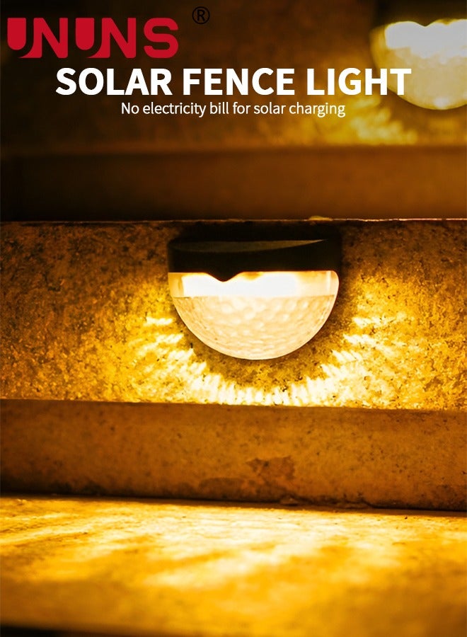 UNUNS Led Solar Fence Lights, 2 Pcs Solar Garden Wall Lights,Waterproof Wireless Outdoor LED Lights For Fence,Perfect For Railing Fence Step Yard Patio Pathway - Image 2