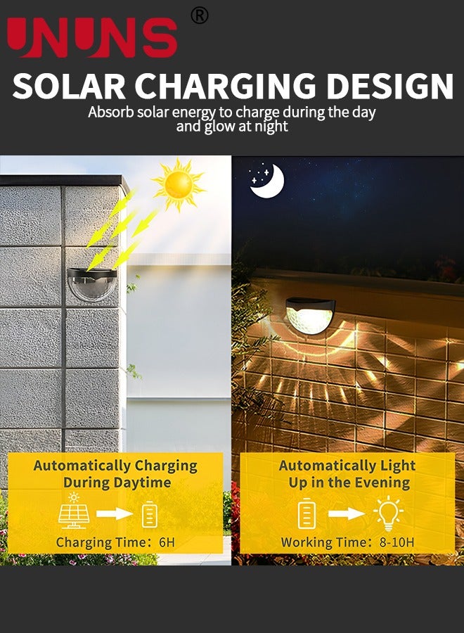 UNUNS Led Solar Fence Lights, 2 Pcs Solar Garden Wall Lights,Waterproof Wireless Outdoor LED Lights For Fence,Perfect For Railing Fence Step Yard Patio Pathway - Image 3