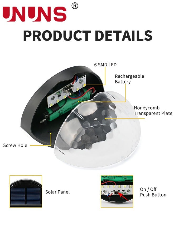 UNUNS Led Solar Fence Lights, 2 Pcs Solar Garden Wall Lights,Waterproof Wireless Outdoor LED Lights For Fence,Perfect For Railing Fence Step Yard Patio Pathway - Image 4
