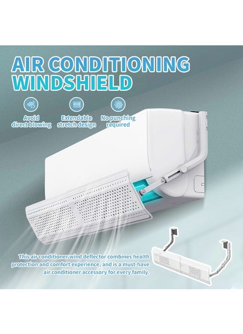 Air Conditioner Deflector Air Conditioning Wind Shield,Split AC Adjustable Flow Deflector Preventing AC From Blowing Directly，No Punching Required，For Home Office Retractable AC Windshield