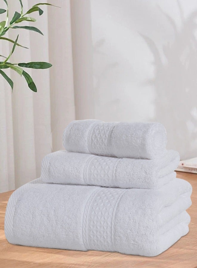 DUNISO Bath Towels Set Pack of 3,Cotton Towels,White Bath Towels,Soft Feel, Quick Dry, Highly Absorbent Durable Towels, Perfect for Daily Use,Bath towel 70 * 140/towel 32 * 73/square towel 33 * 33 - Image 2