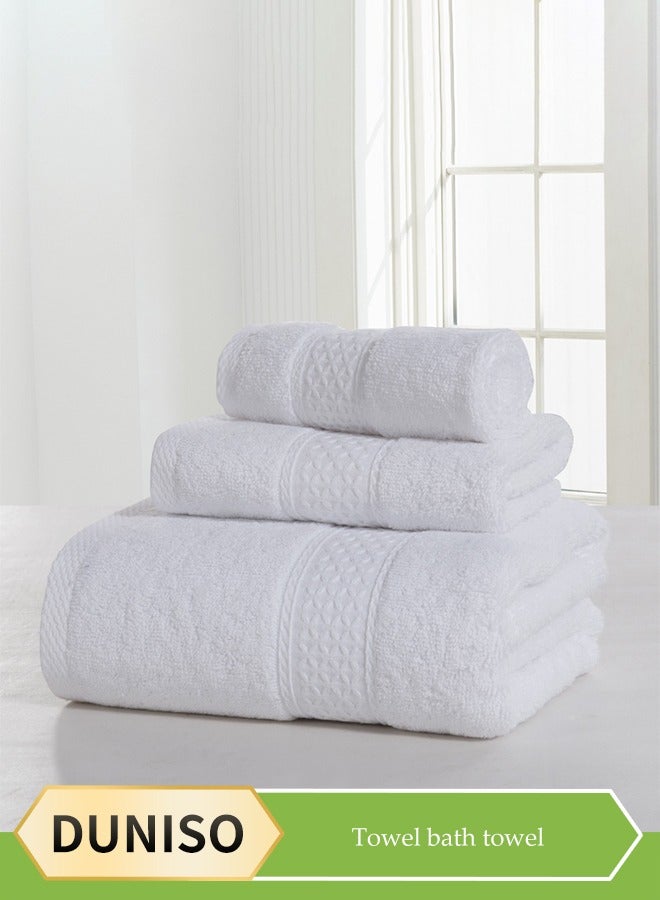 DUNISO Bath Towels Set Pack of 3,Cotton Towels,White Bath Towels,Soft Feel, Quick Dry, Highly Absorbent Durable Towels, Perfect for Daily Use,Bath towel 70 * 140/towel 32 * 73/square towel 33 * 33 - Image 1