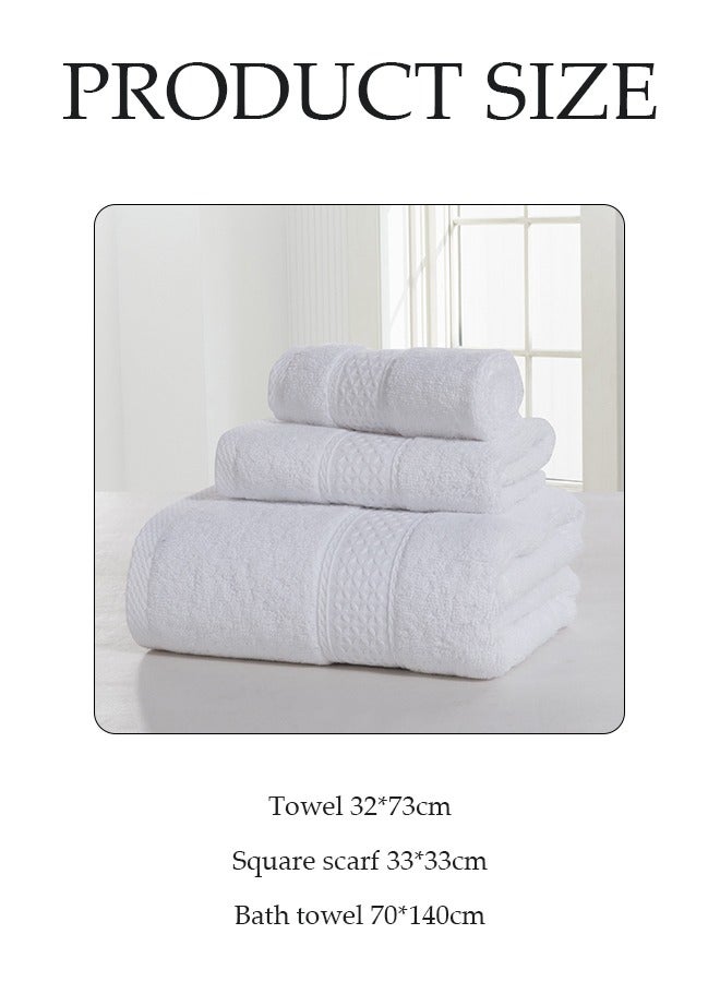 DUNISO Bath Towels Set Pack of 3,Cotton Towels,White Bath Towels,Soft Feel, Quick Dry, Highly Absorbent Durable Towels, Perfect for Daily Use,Bath towel 70 * 140/towel 32 * 73/square towel 33 * 33 - Image 3