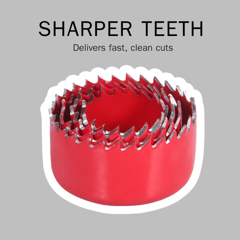 Bi-metal Hole Saw Bits: 6pcs Red M42 Bimetal Steel Kit - Optimized Sharper Tooth Design for Faster Cuts Chip Removal Hole Cutter for Door Knob, Home Improvement, Wood Metal Plastic Cutting - Image 5