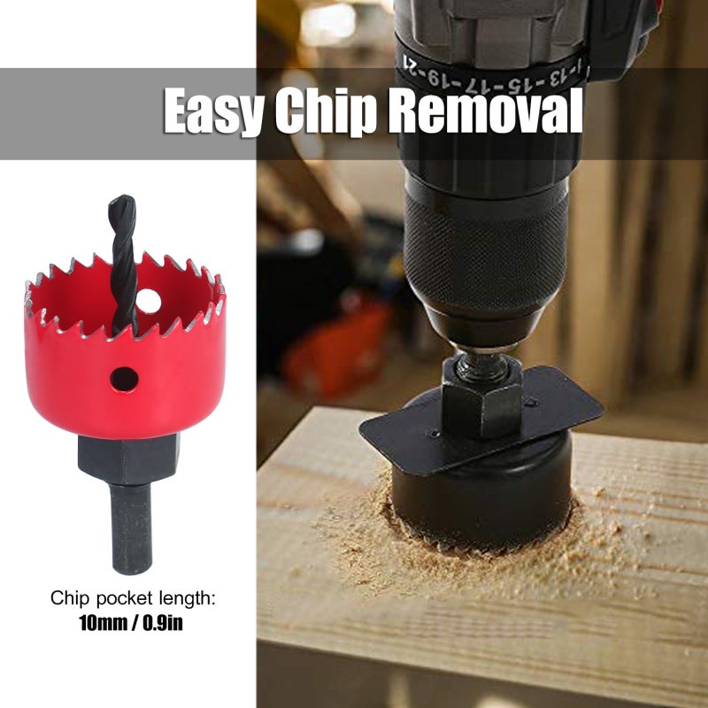 Bi-metal Hole Saw Bits: 6pcs Red M42 Bimetal Steel Kit - Optimized Sharper Tooth Design for Faster Cuts Chip Removal Hole Cutter for Door Knob, Home Improvement, Wood Metal Plastic Cutting - Image 3