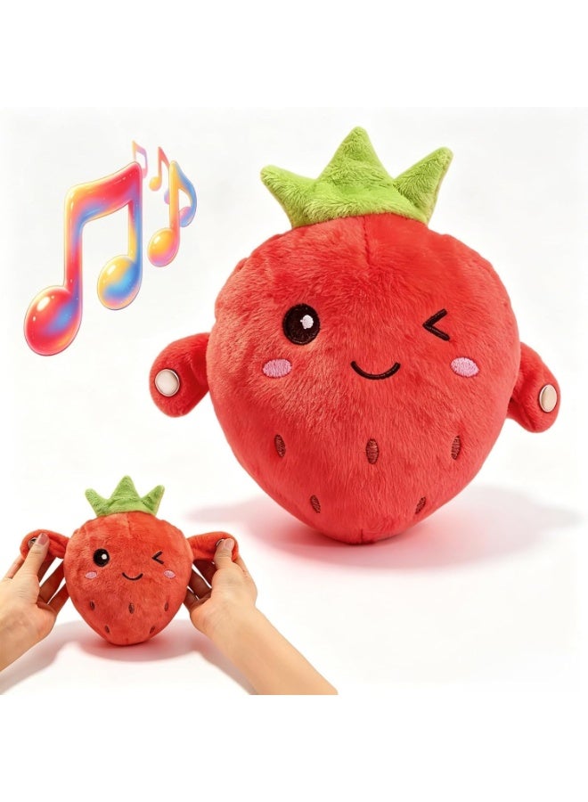 Interactive Strawberry Plush Musical Toy for Children, Body-Sensing Sensor Doll with Piano & Fruit Sounds - Image 1