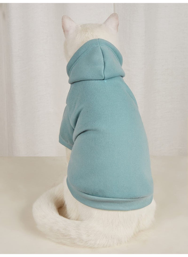 هودي أساسي للكلاب، جاكيت دافئ، ملابس للقطط، قميص، ملابس للجراء والقطط الصغيرة والمتوسطة - أزرق كاديت، مقاس متوسط - Image 2