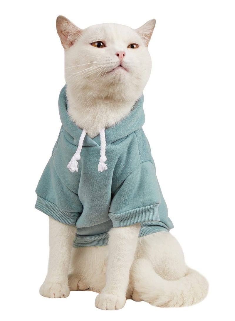 هودي أساسي للكلاب، جاكيت دافئ، ملابس للقطط، قميص، ملابس للجراء والقطط الصغيرة والمتوسطة - أزرق كاديت، مقاس متوسط - Image 1