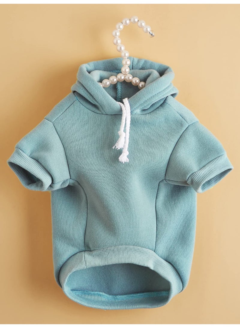 هودي أساسي للكلاب، جاكيت دافئ، ملابس للقطط، قميص، ملابس للجراء والقطط الصغيرة والمتوسطة - أزرق كاديت، مقاس متوسط - Image 3