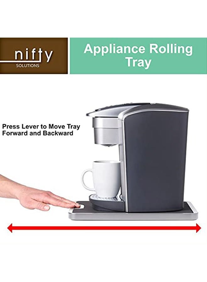 Nifty Solutions Medium Appliance Rolling Tray - Silver, Home Kitchen Counter Organizer, Integrated Rolling System, Non-Slip Pad Top for Coffee Maker, Stand Mixer, Blender, Toaster - Image 4