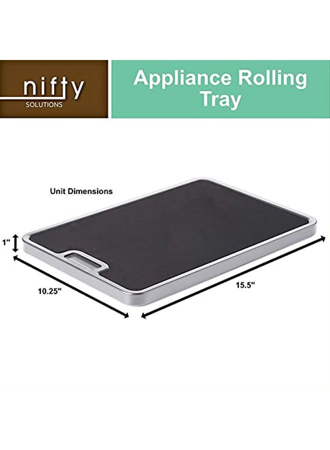 Nifty Solutions Medium Appliance Rolling Tray - Silver, Home Kitchen Counter Organizer, Integrated Rolling System, Non-Slip Pad Top for Coffee Maker, Stand Mixer, Blender, Toaster - Image 5