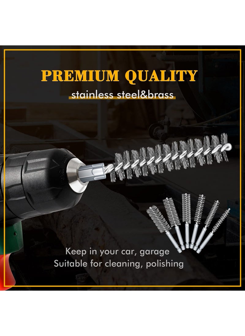 Chengu 12 Pieces Bore Brush for Drill Wire Bore Brush Set Wire Cleaning Brush Set Stainless Steel Cleaning Brush for Power Drill Impact Driver (Stainless Steel,Brass)  - Image 3