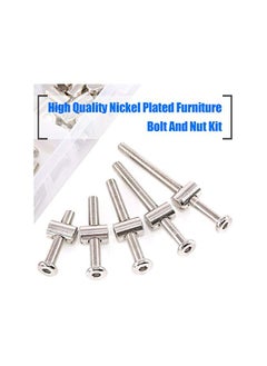 Glarks Glarks 100Pcs M6 x 35/45/55/65/75mm Hex Drive Socket Cap Furniture Barrel Screws Bolt Nuts Assortment Kit for Furniture, Cots, Babybeds, Crib, Chairs - Nickel Plated  - Image 5
