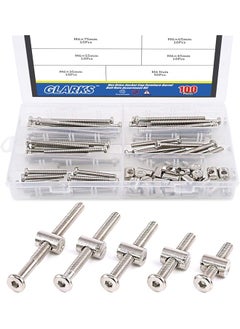 Glarks Glarks 100Pcs M6 x 35/45/55/65/75mm Hex Drive Socket Cap Furniture Barrel Screws Bolt Nuts Assortment Kit for Furniture, Cots, Babybeds, Crib, Chairs - Nickel Plated  - Image 1