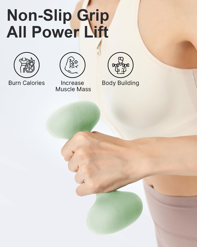 YOTTOY Dumbbell Set of 2,2-15 Pound Hand Weights for Women, Non-Slip Hand Weights for Home Gym, Strength Training, and Full-Body Workouts (Green, 5LB-Pair) - Image 5
