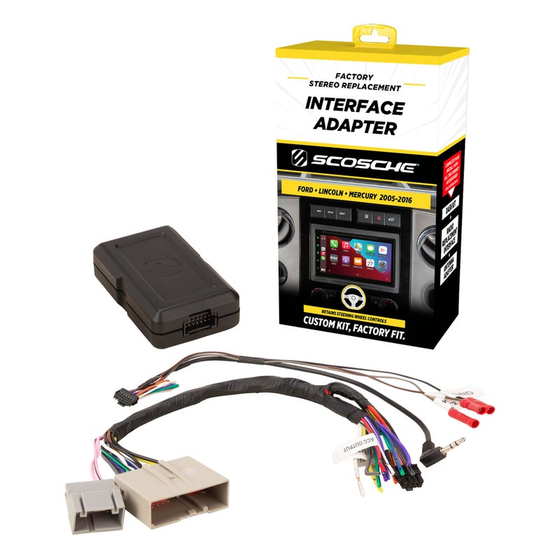 Scosche FD5K-WP Factory Stereo Replacement Interface Adapter Kit, Compatible with Select 2005-2016 Ford, Lincoln & Mercury, Car Radio Wiring Harness, Retains Steering Wheel Controls & OEM Amplifier - Image 1